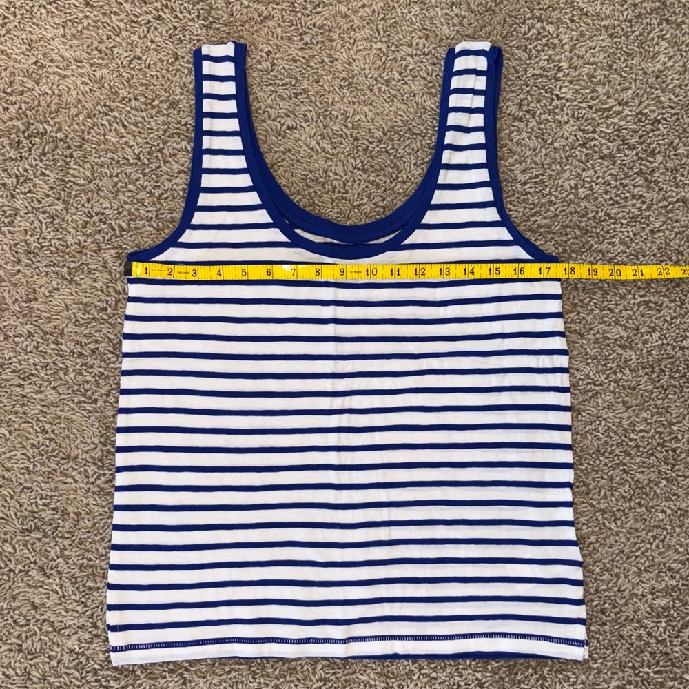 J Crew Vintage Cotton Scoopneck Tank in Stripe White Blue Size Medium - Picture 8 of 9